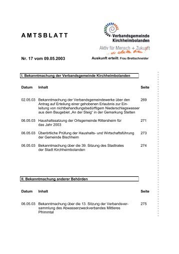 AMTSBLATT - Verbandsgemeinde Kirchheimbolanden