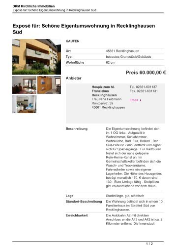 ExposÃ© fÃ¼r: SchÃ¶ne Eigentumswohnung in Recklinghausen SÃ¼d ...
