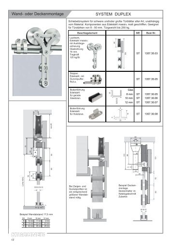 Wand- oder Deckenmontage SYSTEM DUPLEX - G. Kirchner