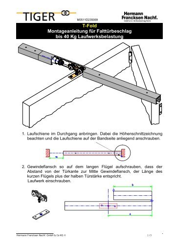 T-Fold Montageanleitung für Falttürbeschlag bis 40 Kg ... - G. Kirchner