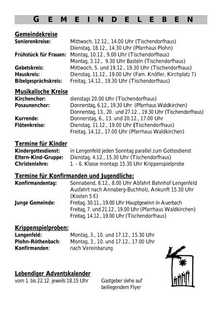 Gemeindebrief Dezember 2012 - Kirchspiel Lengenfeld Plohn ...