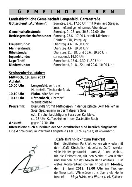 Gemeindebrief Juni 2013 - Kirchspiel Lengenfeld Plohn RÃ¶thenbach