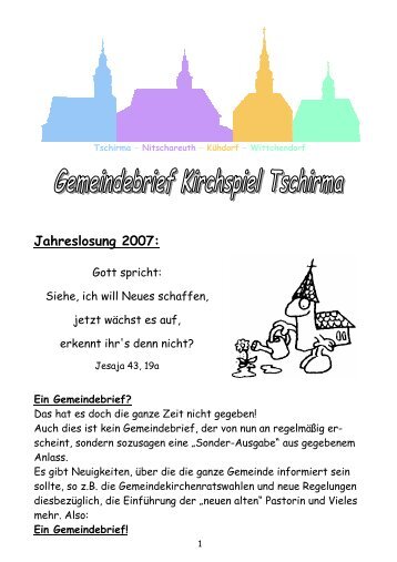 Gemeindebrief 2007 - Kirchspiel Tschirma