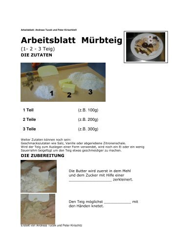 Arbeitsblatt MÃ¼rbteig - Peter Kirischitz