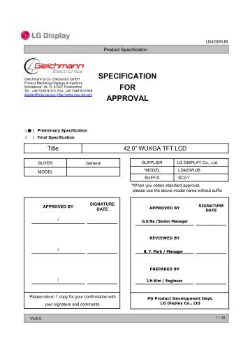 FOR APPROVAL SPECIFICATION - MSC Vertriebs GmbH