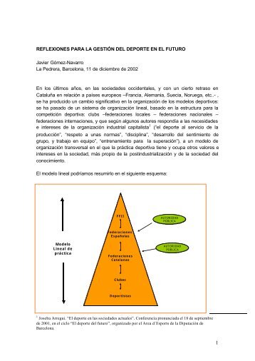 reflexiones para la gestiÃ³n del deporte en el futuro