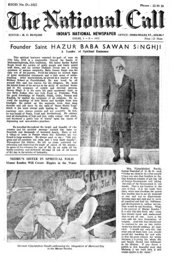 Foun.der Saint HAZUR BABA SAWAN SINGHJI - Die Mission der ...