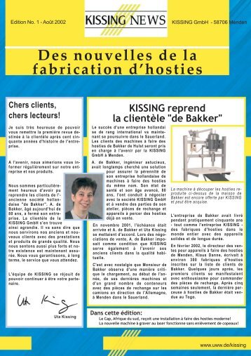 Des nouvelles de la fabrication d'hosties - Kissing GmbH