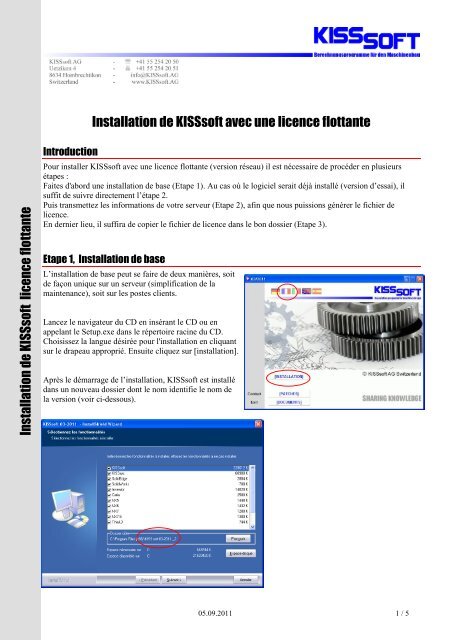 Installation de KISSsoft avec une licence flottante ... - KISSsoft AG