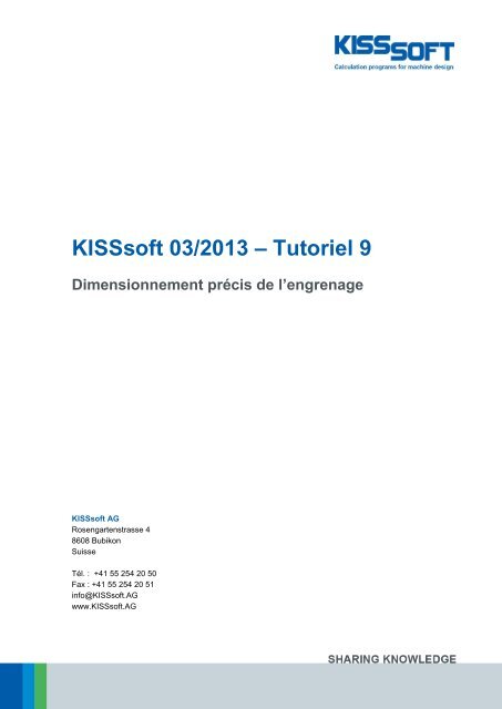 Dimensionnement fin d'un engrenage - KISSsoft AG