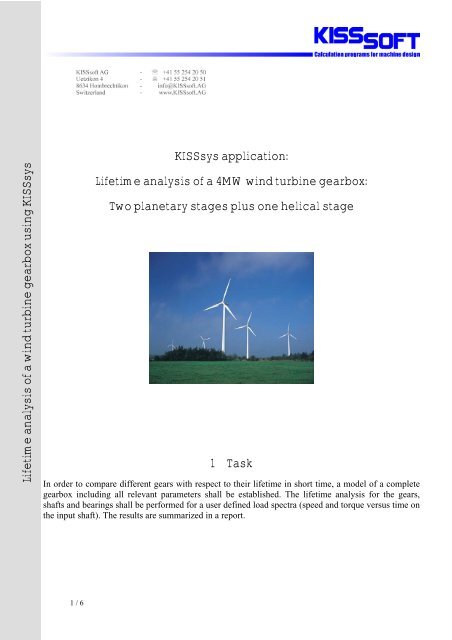 KISSsys application: Lifetime analysis of a 4MW wind turbine gearbox