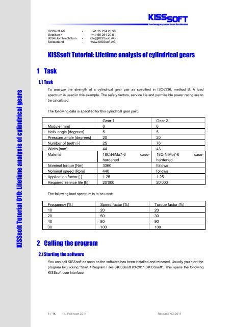 Kisssoft Script Example KISSsoft Tutorial - KISSsoft AG