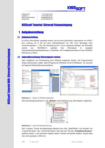 KISSsoft Tutorial: Stirnrad Feinauslegung 1 ... - KISSsoft AG