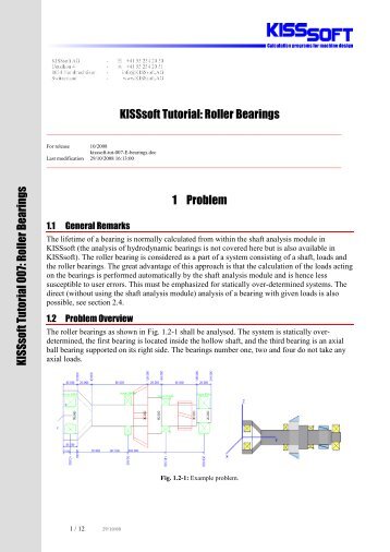 KISSsoft Tutorial: Roller Bearings 1 Problem K ISSsoft Tutorial 007 ...