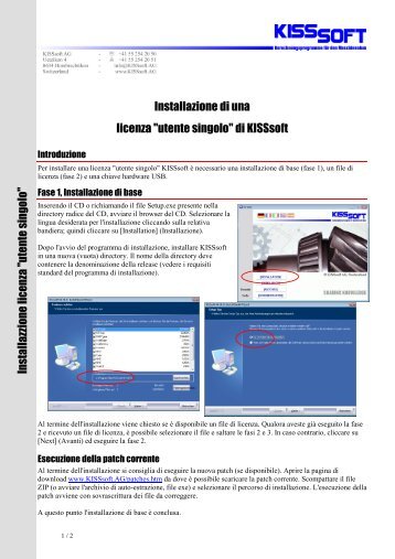 Installazione di una licenza "utente singolo" di ... - KISSsoft AG