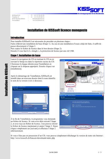 Installation de KISSsoft licence monoposte Installation ... - KISSsoft AG