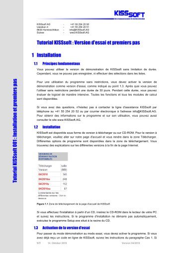 Tutorial KISSsoft : Version d'essai et premiers pas 1 ... - KISSsoft AG