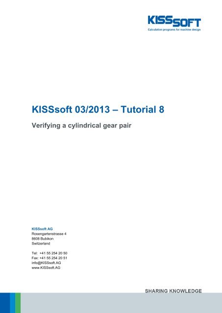 Rating of a helical gear pair - KISSsoft AG