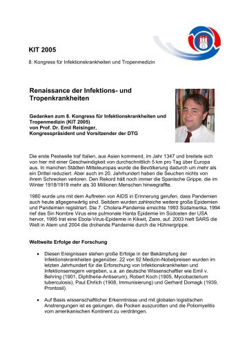 Renaissance der Infektions- und Tropenkrankheiten KIT ... - kit2005.de