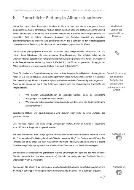 Selbstlernmaterialien zu Modul 9 - Kita-Server Rheinland-Pfalz