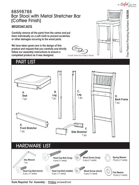 Stool Assembly Instructions Kitchen, Bar Stool Instructions