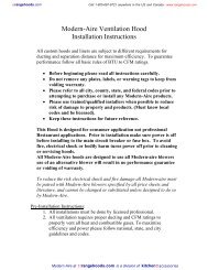 Modern-Aire Ventilation Hood Installation Instructions
