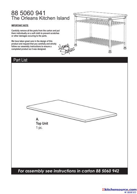 Assembly Instructions Home Styles Assembly Instructions Home Styles, Home Styles Orleans Kitchen Island