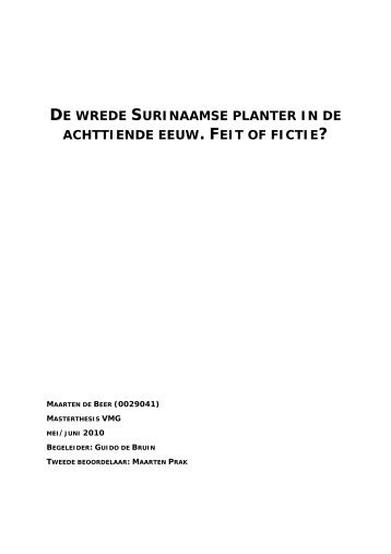 de wrede surinaamse planter in de achttiende eeuw. feit of fictie? - kitlv