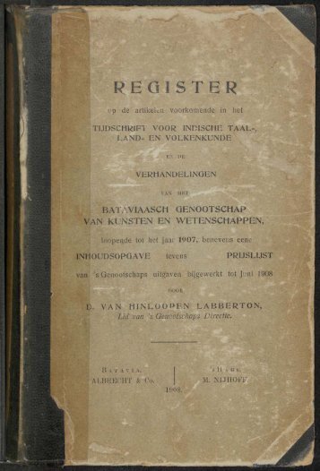 Register Tijdschrift en Verhandelingen .... tot het jaar 1907 - kitlv