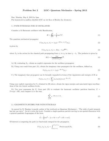 Problem Set 2 215C- Quantum Mechanics - Spring 2013 - KITP