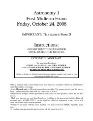 Astronomy 1 First Midterm Exam Friday, October 24, 2008 ... - KITP