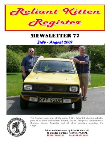 MEWSLETTER 77 - The Reliant Kitten Register