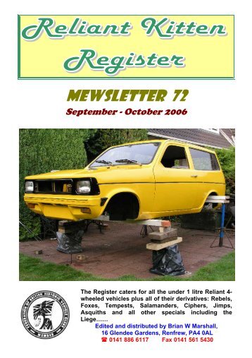 MEWSLETTER 72 - The Reliant Kitten Register