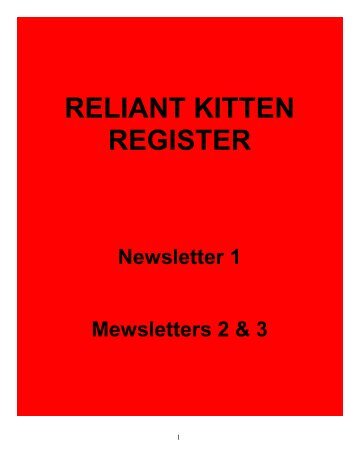 Mewsletter issues 1-3 - The Reliant Kitten Register