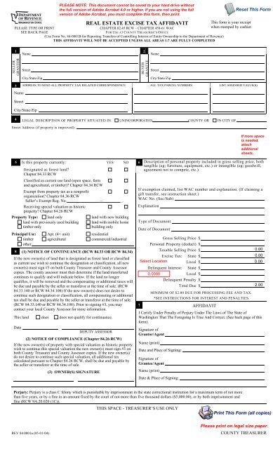 REAL ESTATE EXCISE TAX AFFIDAVIT - Kitsap County Government