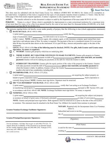 REAL ESTATE EXCISE TAX SUPPLEMENTAL STATEMENT The ...