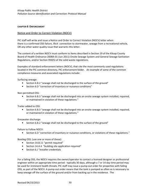 (PIC) Protocol Manual - Kitsap Public Health District