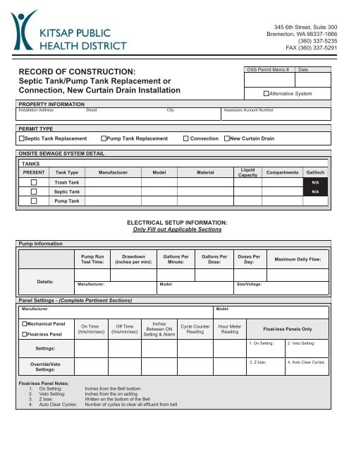 RECORD OF CONSTRUCTION - Kitsap Public Health District
