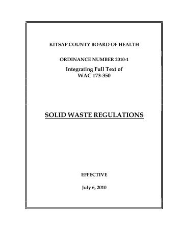 SOLID WASTE REGULATIONS - Kitsap Public Health District