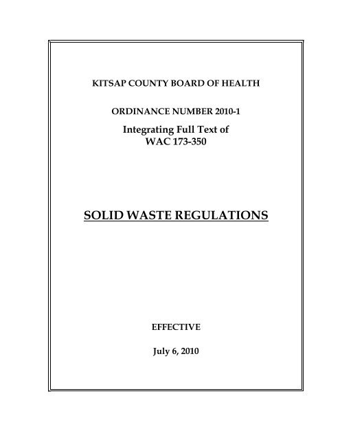 SOLID WASTE REGULATIONS - Kitsap Public Health District