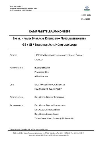 kampfmittelräumkonzept ehem.harvey barracks ... - Stadt Kitzingen