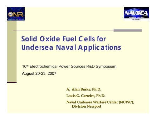 Solid Oxide Fuel Cells for Undersea Naval Applications