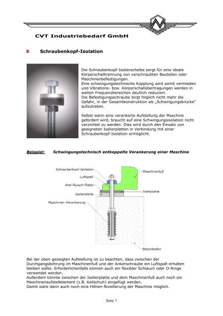 Schraubenkopf-Isolation - CVT Industriebedarf GmbH