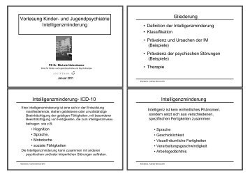 Vorlesung Kinder- und Jugendpsychiatrie Intelligenzminderung ...