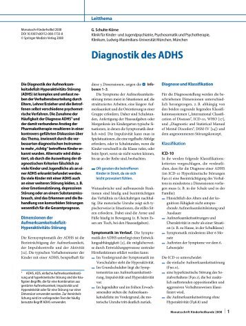 Diagnostik des ADHS - Klinik und Poliklinik für Kinder
