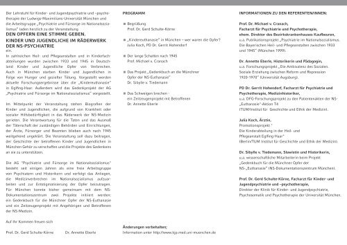 Veranstaltungsflyer - Klinik und Poliklinik für Kinder