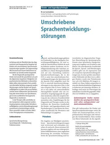 Umschriebene Sprachentwicklungs- störungen - Springer