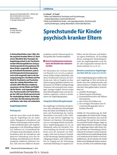 Monatsschrift - Klinik und Poliklinik für Kinder - LMU