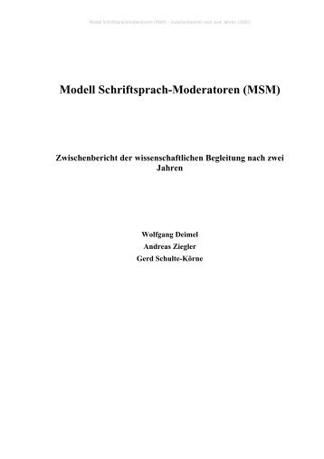 Modell Schriftsprach-Moderatoren - Klinik und Poliklinik für Kinder