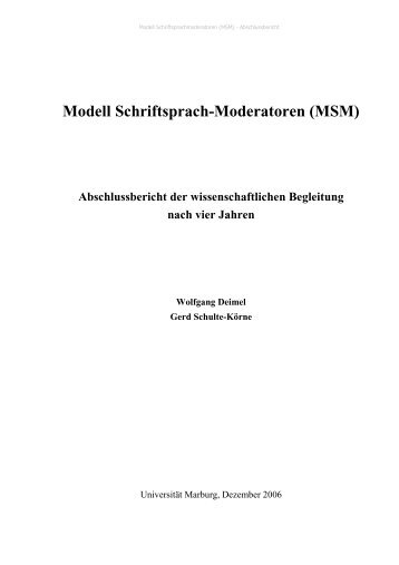 Modell Schriftsprach-Moderatoren (MSM) - Klinik und Poliklinik für ...